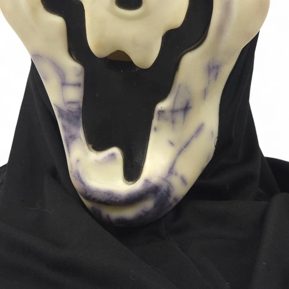 VTG Fun World Ghoul Smiley Ghost Face Mask Scream Halloween Shroud Costume Rare